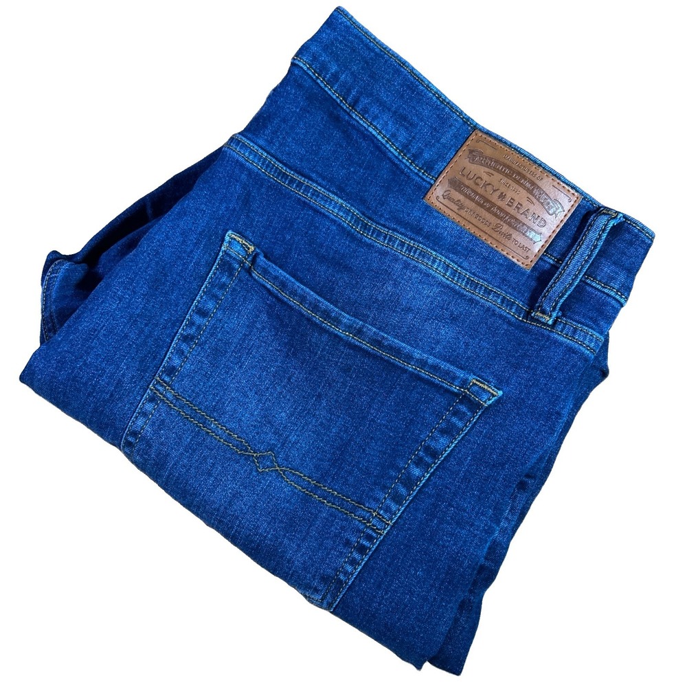 Lucky Brand 223 Straight Jeans Men's 38x30 Blue Dark Wash Stretch